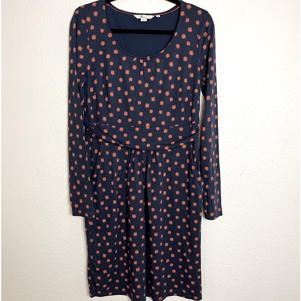 Boden Star print long sleeve dress size 10 modal cotton blend